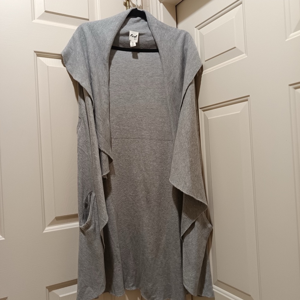 Gray Open Front Cardigan
